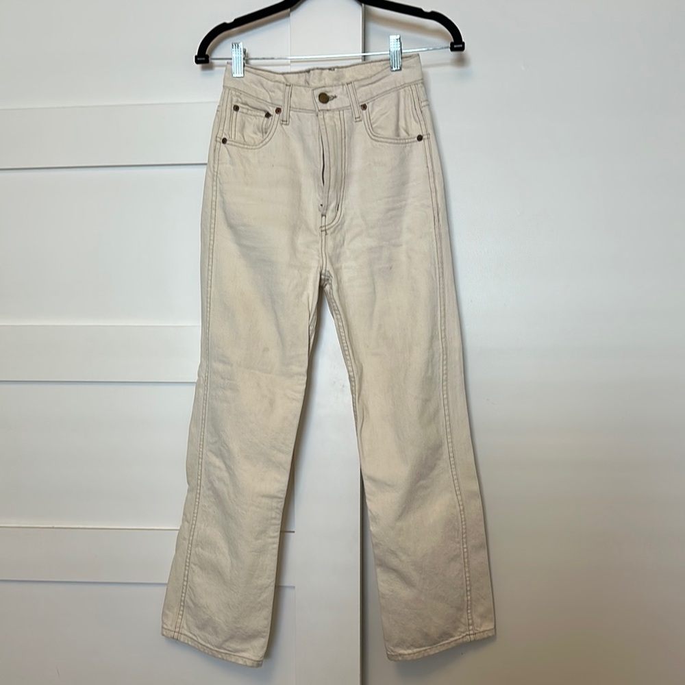 B SIDES Cream Straight Leg Jeans